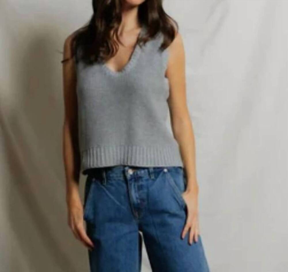 NEW PERFECTWHITETEE peggy sweater tank top in heather grey